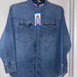 Gloria Vanderbilt Classic Blue Denim Top